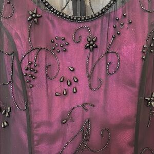 Scala Purple / Fuchsia Beaded Embellished Gown